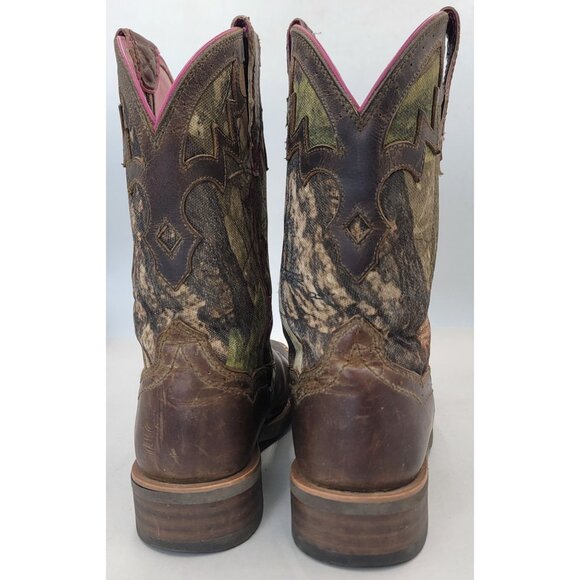 Ariat Western Boot Brown/Pink Camo Leather & Fabric Womens 7B - Picture 3 of 14